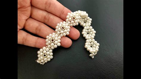 Wedding Beaded Bracelet Beebeecraft Tutorial Diy Pearl Bracelet