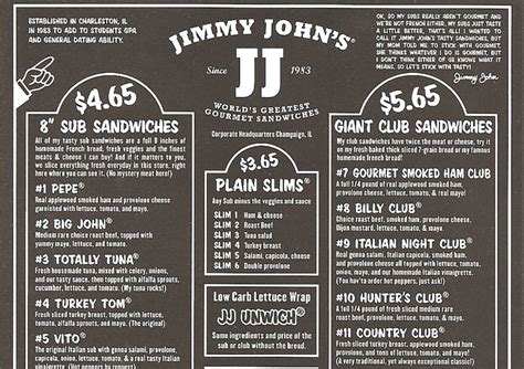 8 Best Images of Jimmy John's Menu With Prices Printable - Jimmy John S Menu Printable, Jimmy ...