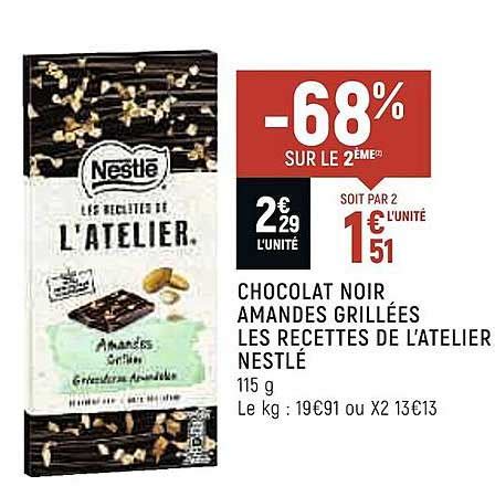 Promo Chocolat Noir Amandes Grill Es Les Recettes De L Atelier Nestl