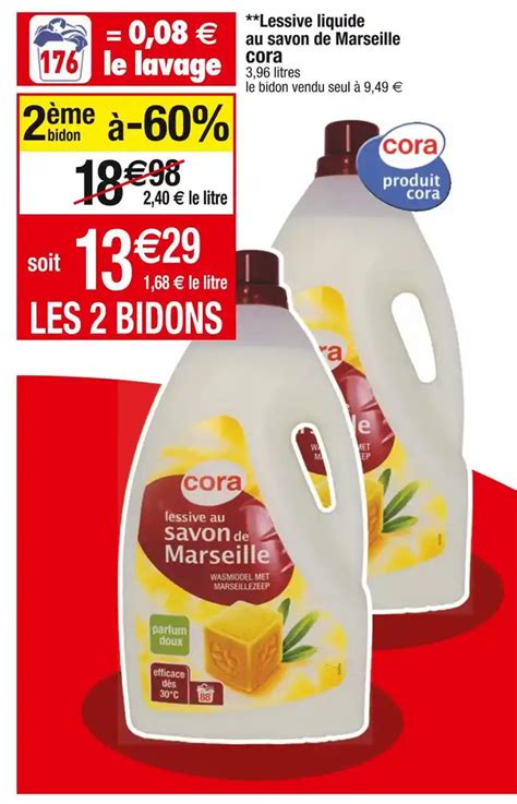 Promo Cora Lessive Liquide Au Savon De Marseille Chez Cora