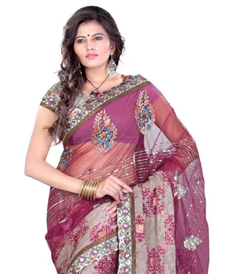 Surat Tex Net Printed Saree With Blouse Piece Buy Surat Tex Net