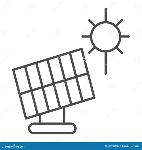 Solar Panel Thin Line Icon Sun Energy Vector Illustration Isolated On