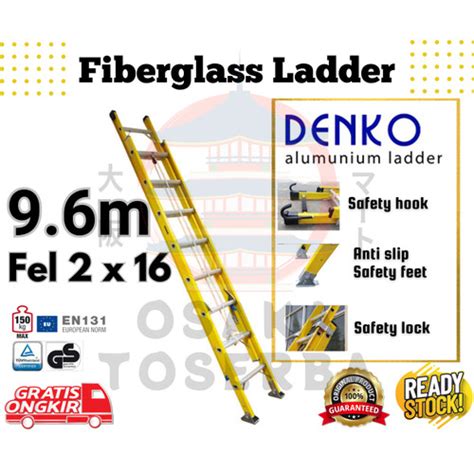 Jual Tangga Fiberglass 9 6 Meter Alumunium Extension Tangga PLN Denko 9