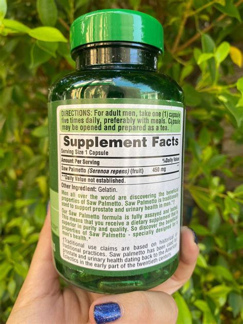 Puritan s Pride Saw Palmetto 450 mg อาหารเสรมสกดมาจากปาลมใบเลอย