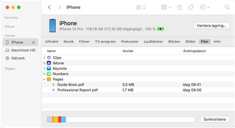 Använda Finder för att dela filer mellan din Mac och din iPhone iPad