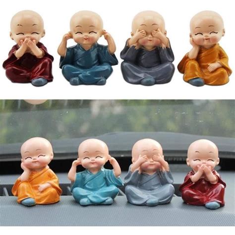 4 pièce Mignon Moine Figurines Petite Statue De Résine Sage Kung Fu