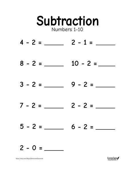 Free Subtraction Worksheet Numbers 1 20 Download Free Subtraction Worksheet Numbers 1 20 Png