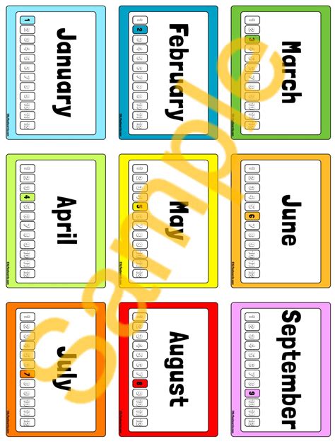 Days Of The Week And Months Of The Year Flashcard Sets Esl