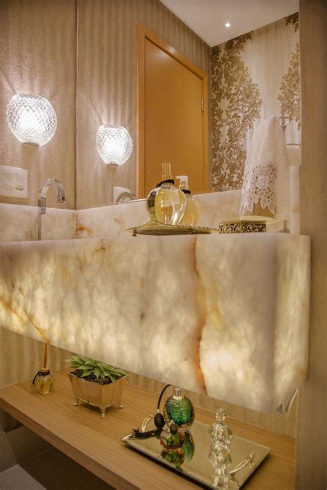 Luxury Bathroom With Translucent Onyx Marble Sink