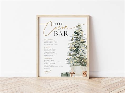 Hot Chocolate Bar Sign Christmas Hot Cocoa Bar Sign Editable Bar Menu Sign Dessert Bar Sign