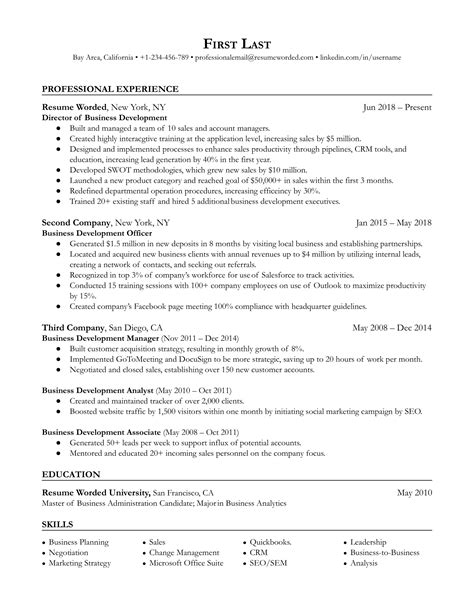 15 Business Development Resume Examples For 2025 Resume Worded