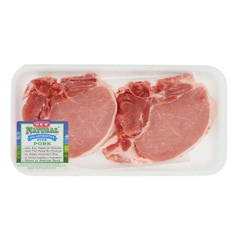 H E B Natural Bone In Center Loin Pork Chops Thick Cut Shop Pork At H E B