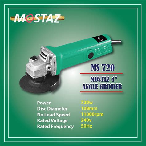 MOSTAZ 4 108mm 720Watt Angle Grinder MS720 With Handle 6 Months