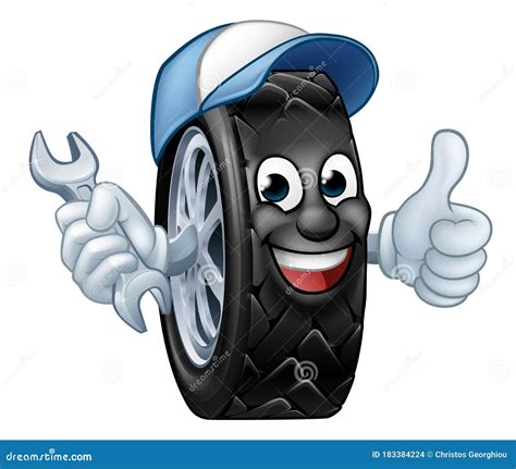 Tyre Cartoon Car Mechanic Service Mascot Stock Vector Illustration Of