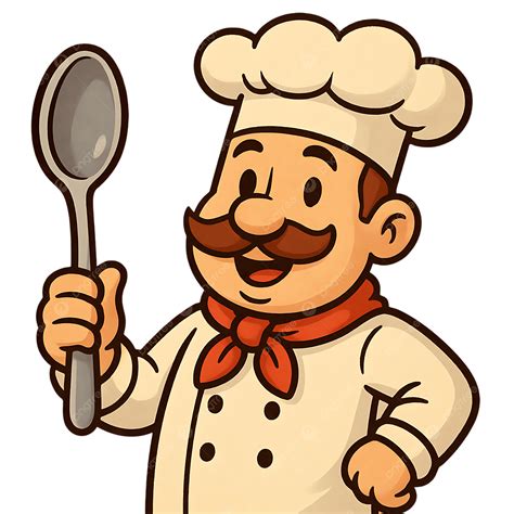cheerful cartoon chef   spoon ready  cook delicious food