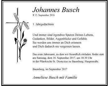 Alle Traueranzeigen F R Johannes Busch Trauer Rp Online De