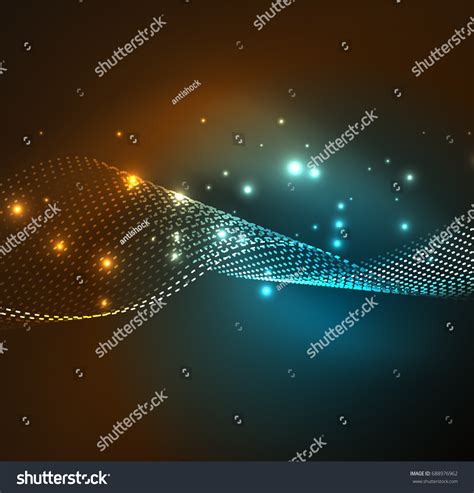 Vector Wave Particles Background 3d Illuminated Stock Vector Royalty