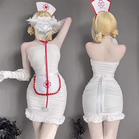 Uaang Woman Lingerie Nurse Cosplay Costumes White Erotic Uniform Sexy Role Play Clothes Suit
