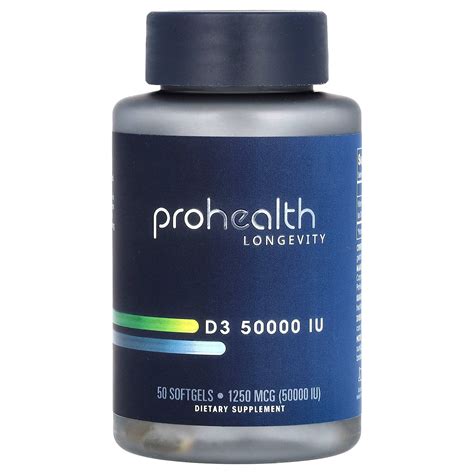 Prohealth Longevity Vitamin D3 1 250 Mcg 50 000 Iu 50 Softgels