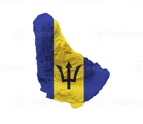 Barbados map with the flag Colors blue and yellow Shaded relief map 3d ...