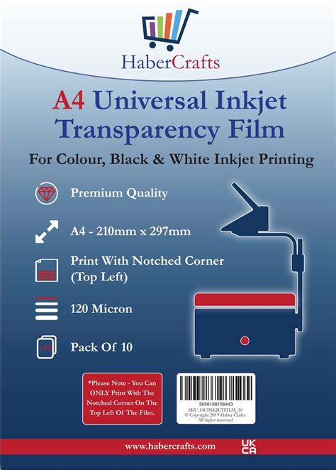 Buy Universal Inkjet Transparency Film A4 Clear OHP Sheets Ink Jet