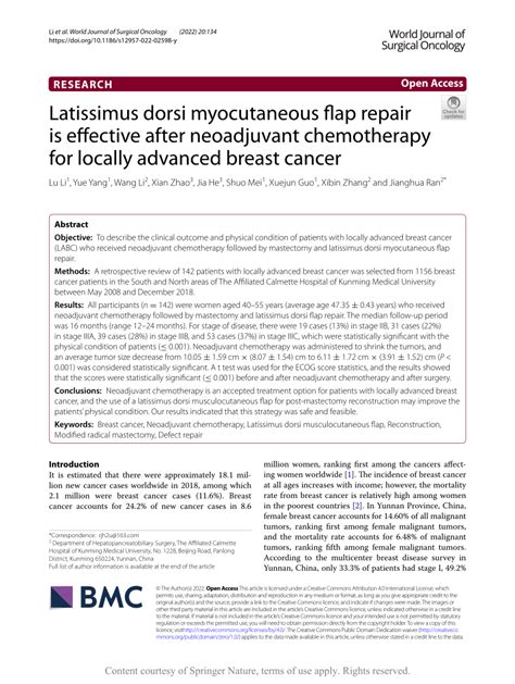 PDF Latissimus Dorsi Myocutaneous Flap Repair Is Effective After