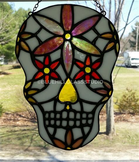 Day Of The Dead Sugar Skull Stained Glass Sun Catcher Dia De Etsy