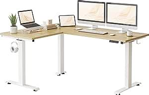 FEZIBO Bureau Assis Debout Angle Électrique 160 120 cm 3 Moteurs