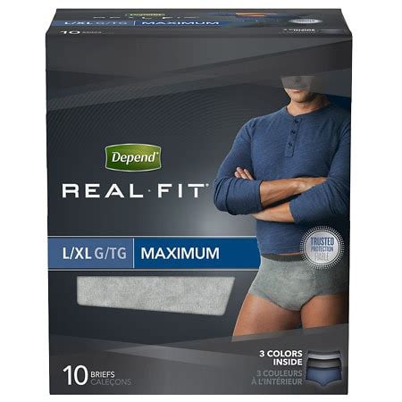 Depend Real Fit Incontinence Briefs for Men, Maximum Absorbency Large ...