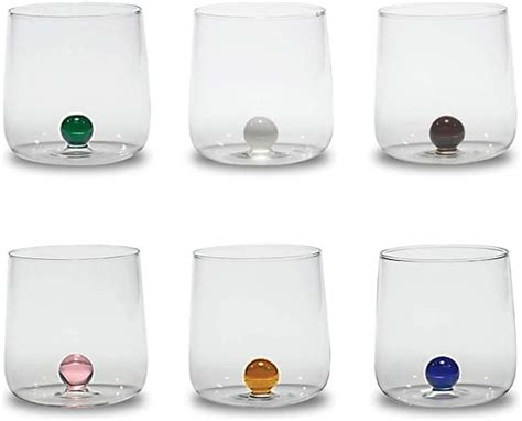 Zafferano Bilia Tumbler Set 6 Wassergläser transparent mit Kugel in 6