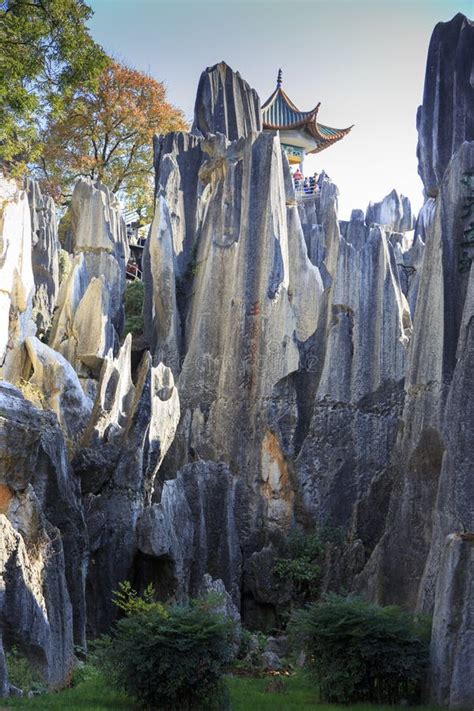 Stone forest near Kunming stock image. Image of tourist - 116737479