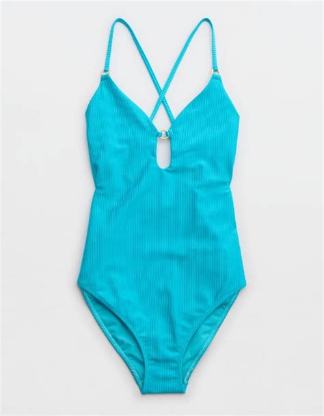 Aerie Shine Rib Full Coverage One Piece Swimsuit