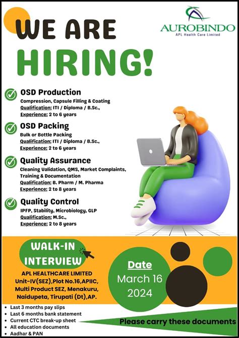 AUROBINDO Walk In Interview For QA QC Production Packing On March