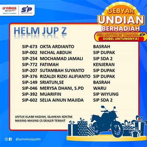 Ini Dia Para Pemenang Program Undian Berhadiah Motor Yamaha Anangcozz