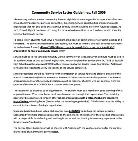 Community Service Letter 7 Download Free Documents In Pdf Word