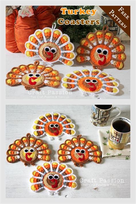 Turkey Coasters Free Crochet Pattern Crochet Coasters Free Pattern