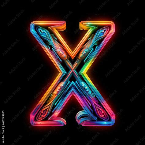 Generative Ai Capital Letter X Neon Color On Black Background Stock Illustration Adobe Stock