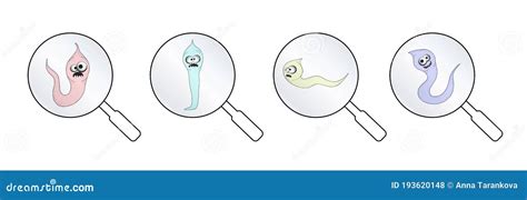 Helmintos Nematodos Parásitos Intestinales Ilustración De Vector De Parasitismo De Signo De