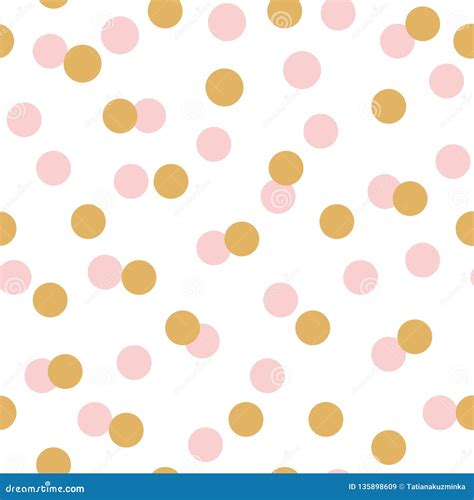 Polka Dots Seamless Pattern With Gold Pink Circles On White Background Pink Seamless Pattern