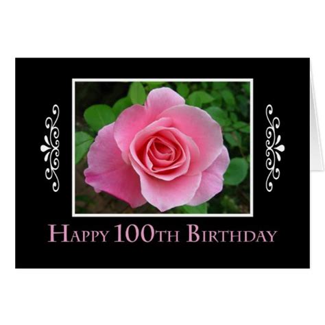 100th Birthday Pink Rose Card Zazzle