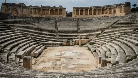 Ancient theater stage, ruins of classical Greek architecture generated ...