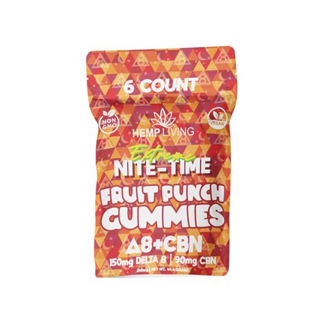 Hemp Living Extreme Nite Time Delta Cbn Gummies Ct Pouch Fruit