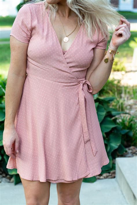 Blush Pink Polka Dot Dress Nude Sandals Le Stylo Rouge