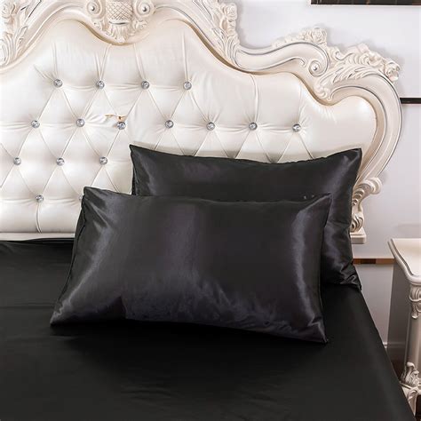 Black Silk Duvet Cover Set Bed Sheet Silk Pillowcase Faux Etsy