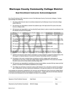 Fillable Online Maricopa County Community College District Dual