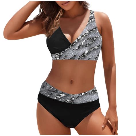 TAIAOJING Swimsuit For Women Bikini Split Print Sexy Hot Diamonds