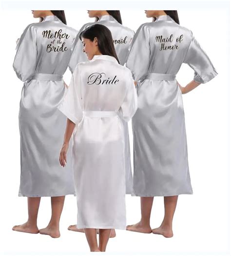 Sexy Silver Robe Bridal Pajamas Getting Married Robe Bridesmaid Wedding Lingerie Sister Mother