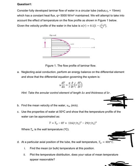 Solved Question1 Consider Fully Developed Laminar Flow Of Chegg