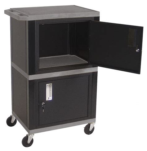 24 in x 18 in, Plastic, AV Cart with Plastic Shelves & Steel Storage ...