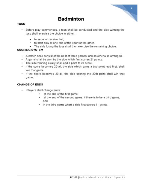 Badminton - SCORING SYSTEM | PDF